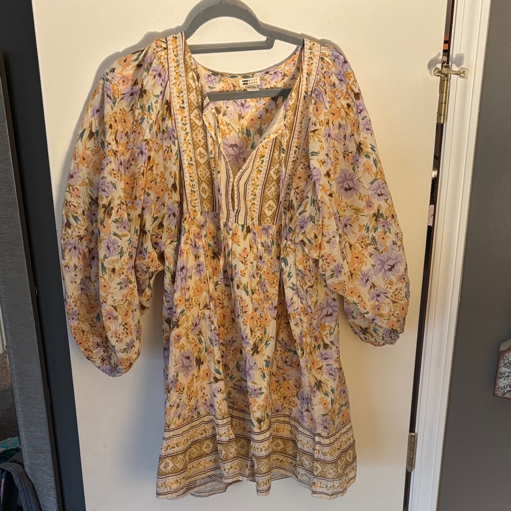 Billabong Floral Mini Dress in Purple and Yellow